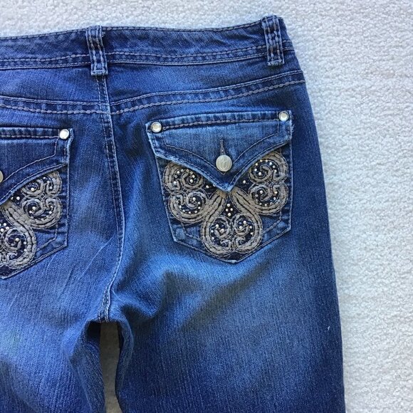 NINE WEST JEANS SIZE 8 RAMSES BLING BOOT - Picture 5 of 8